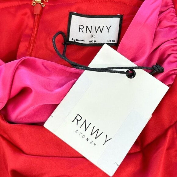 RNWY Syndey Runaway The Label Kelsi Midi Dress Colorblock Slip Red Pink NWT 10 - Picture 7 of 7